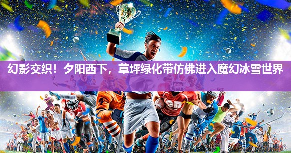 幻影交织！夕阳西下，草坪绿化带仿佛进入魔幻冰雪世界